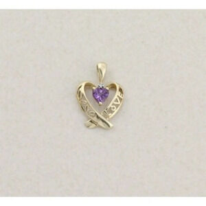 Pendant Only 10k Yellow Gold Natural Amethyst Love Heart Pendant